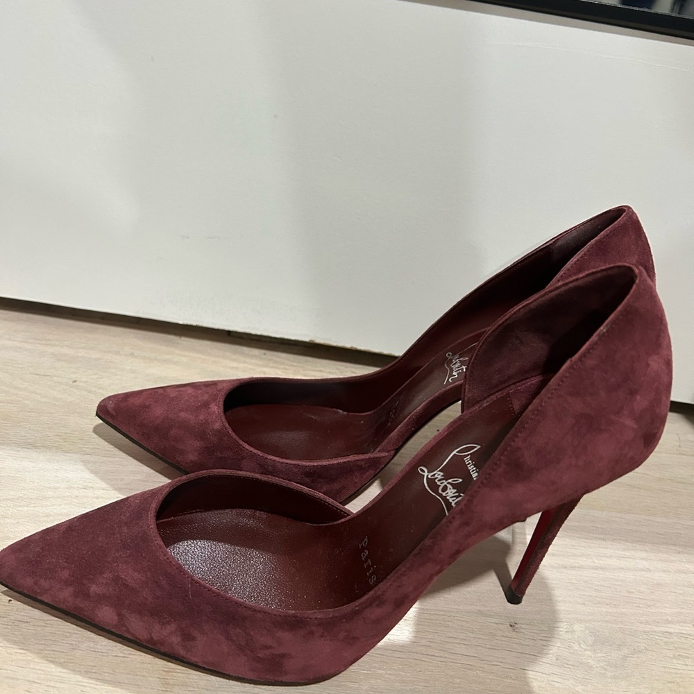Christian Louboutin Dark Red Suede Heels